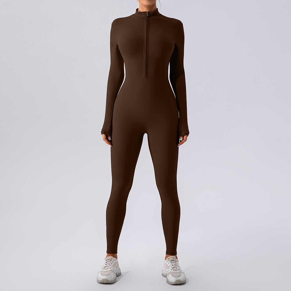 Fleece-Lined Yoga Jumpsuit – Warm Stretchy Workout Romper