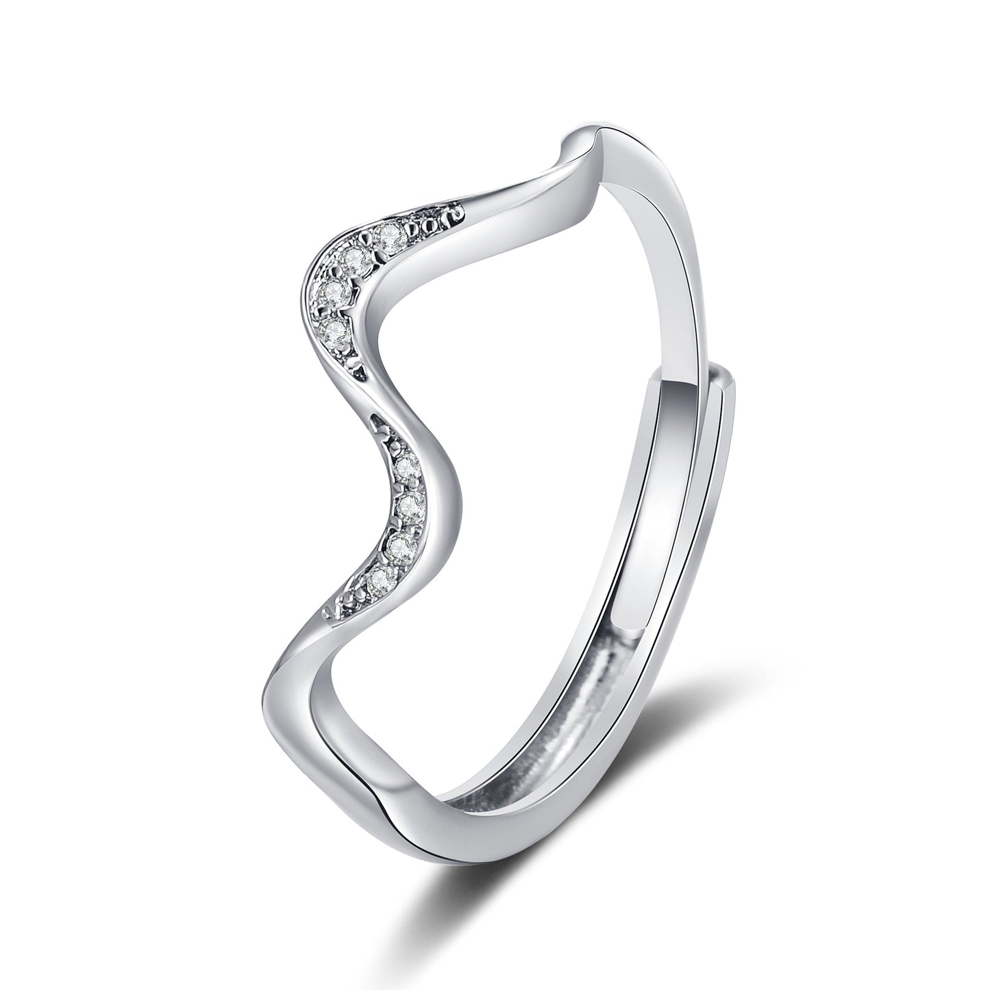 Water Wave Silver Ring – Adjustable Fashion Ring