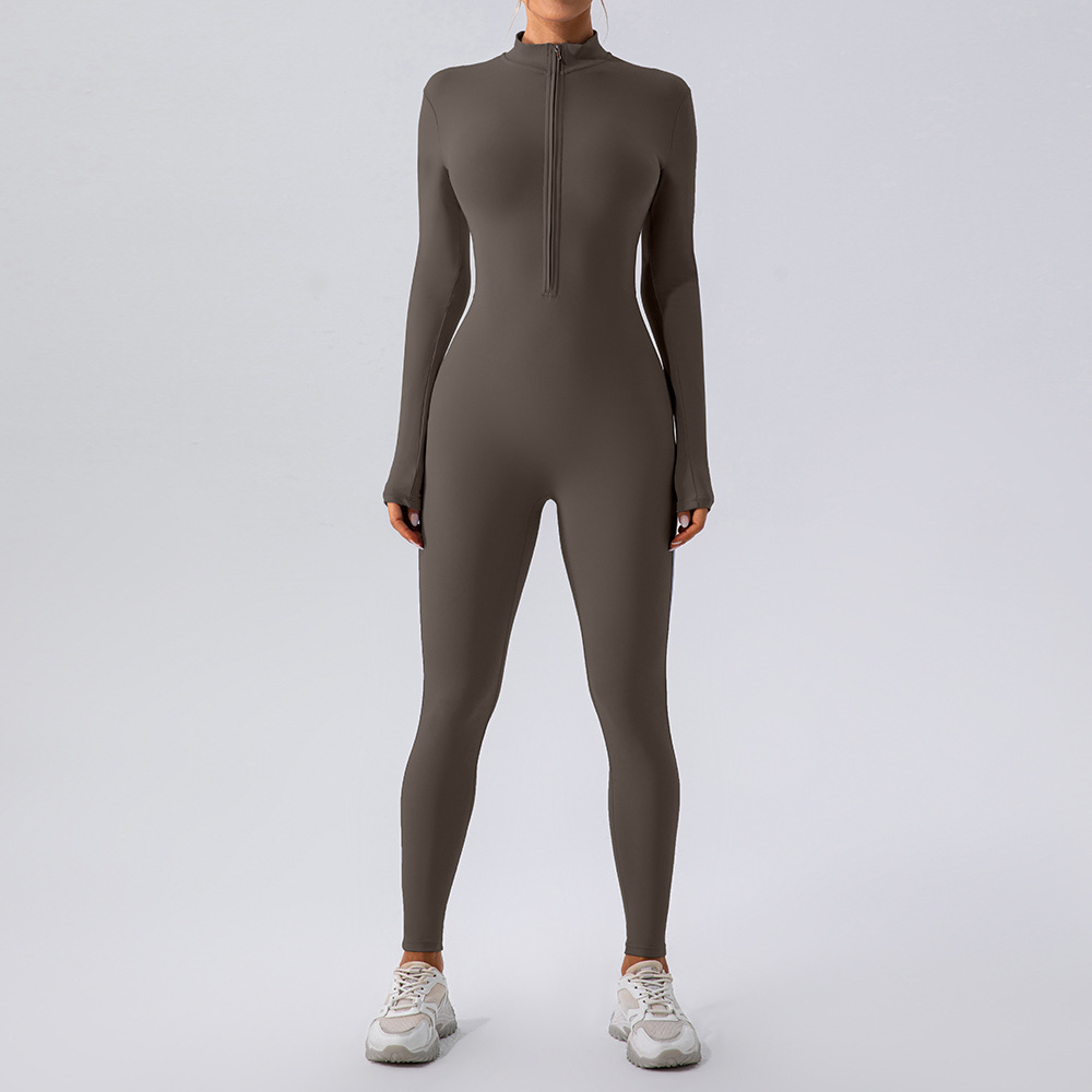 Fleece-Lined Yoga Jumpsuit – Warm Stretchy Workout Romper