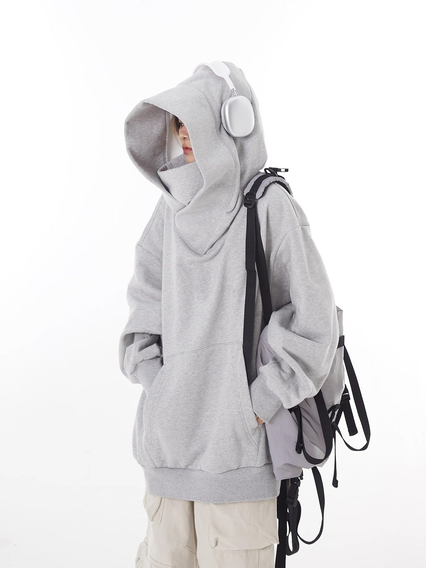Loose High Collar Fleece-Lined Hoodie – Cozy Winter Sweatshirt