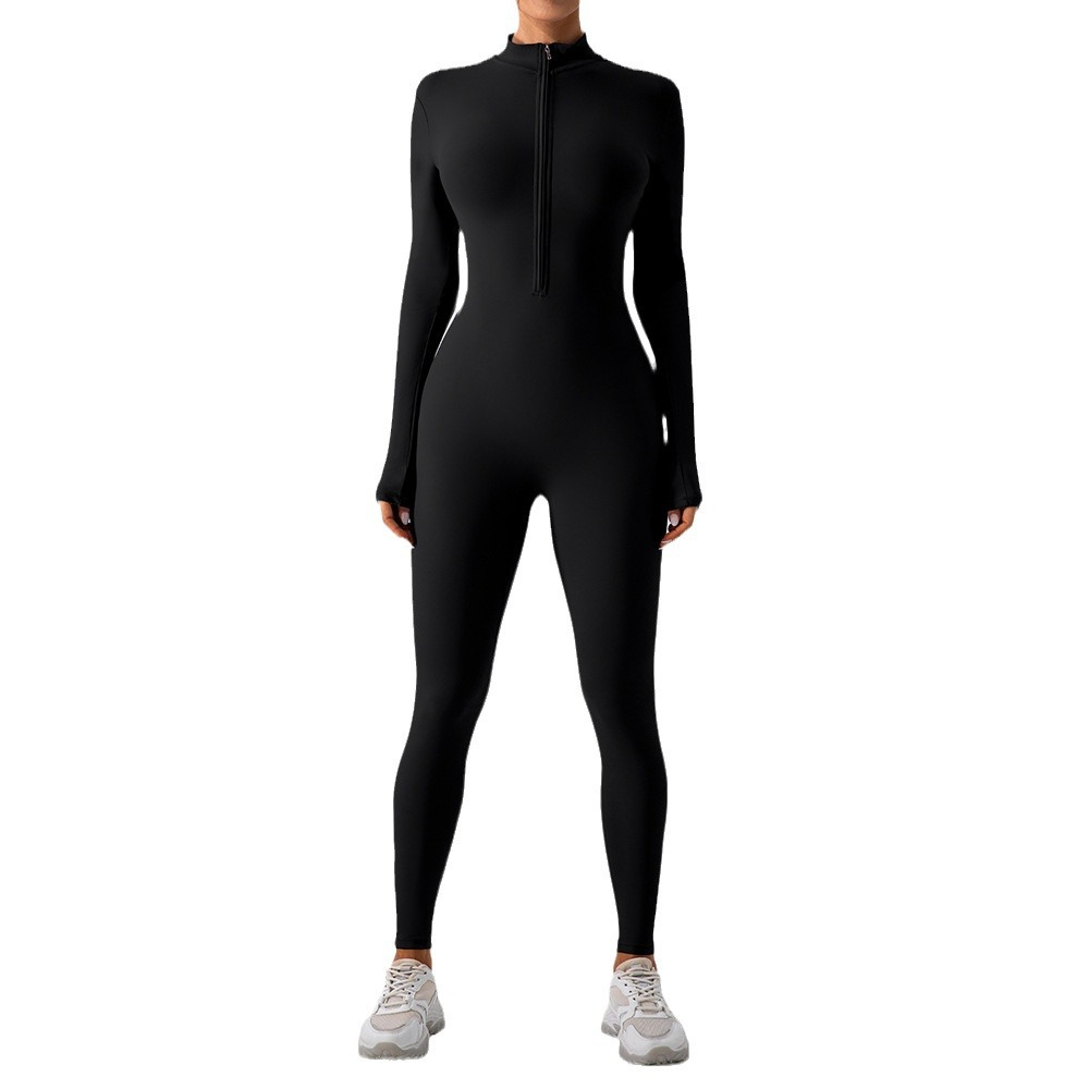 Fleece-Lined Yoga Jumpsuit – Warm Stretchy Workout Romper