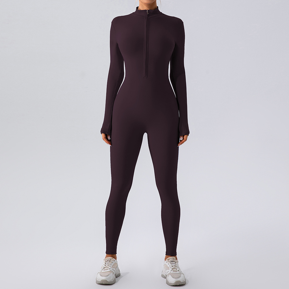Fleece-Lined Yoga Jumpsuit – Warm Stretchy Workout Romper