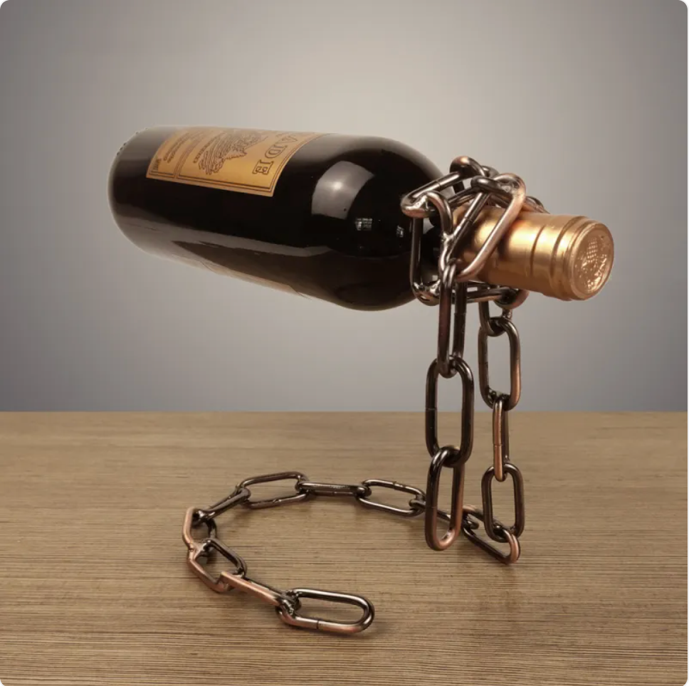 Suspension Chain Wine Rack – Metal Bottle Holder