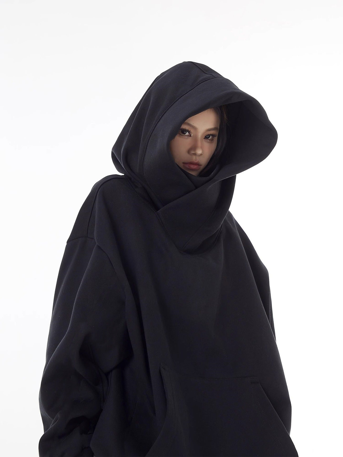 Loose High Collar Fleece-Lined Hoodie – Cozy Winter Sweatshirt