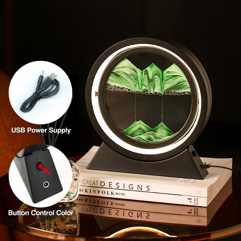Moving Sand Art Landscape Table Lamp – USB LED Quicksand Lamp